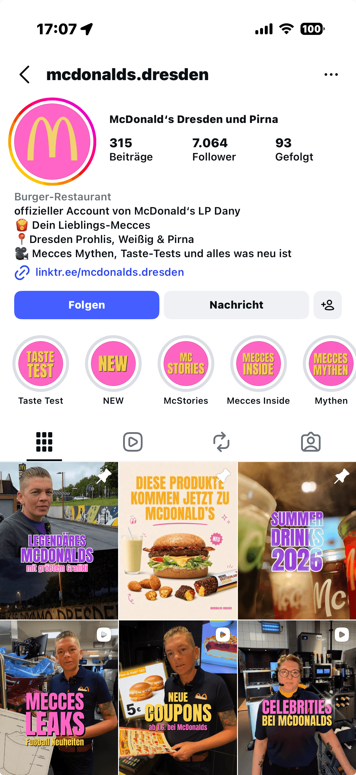 Screenshot Kanal McDonalds Dresden